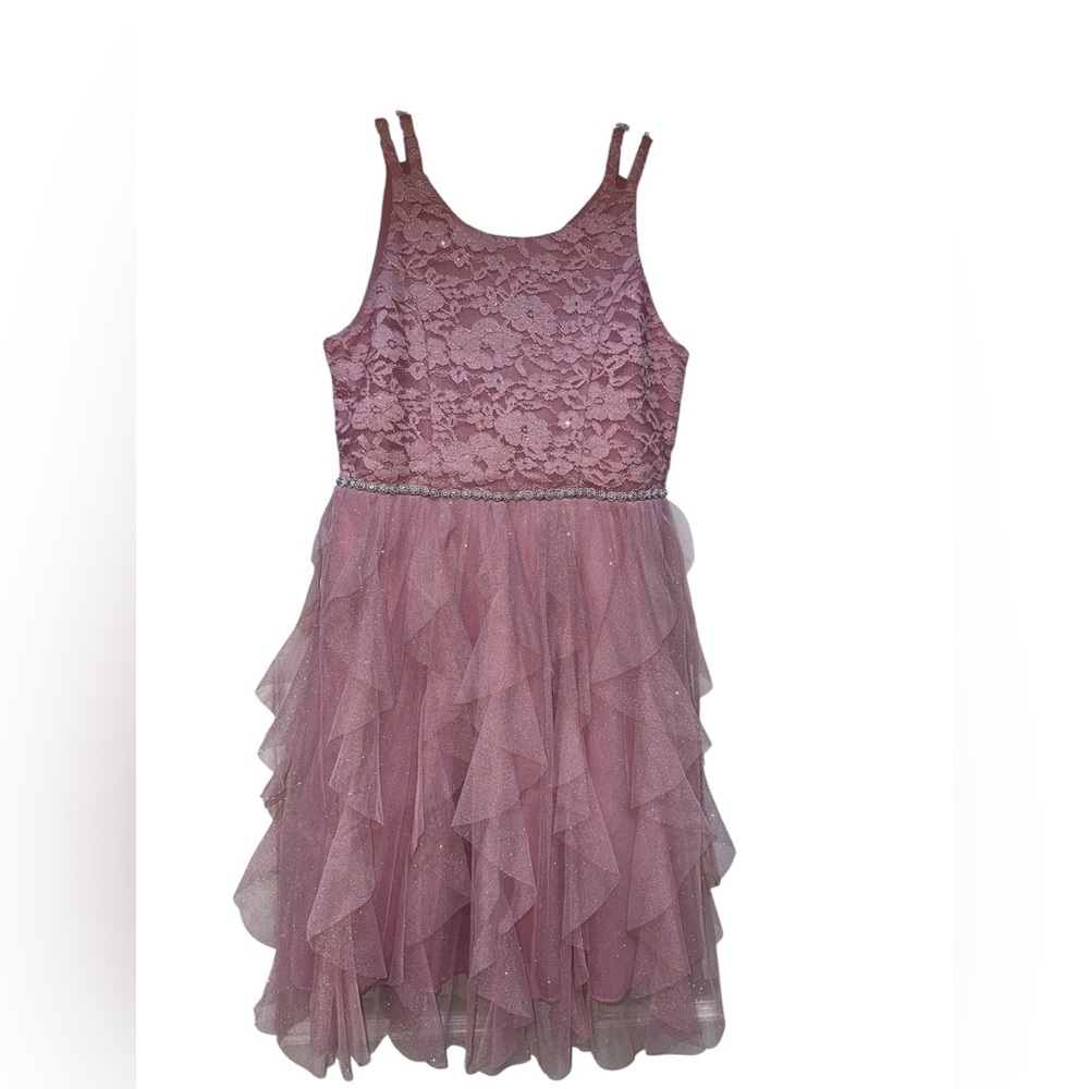 Speechless Kids Sparkling Pink Lace Dress